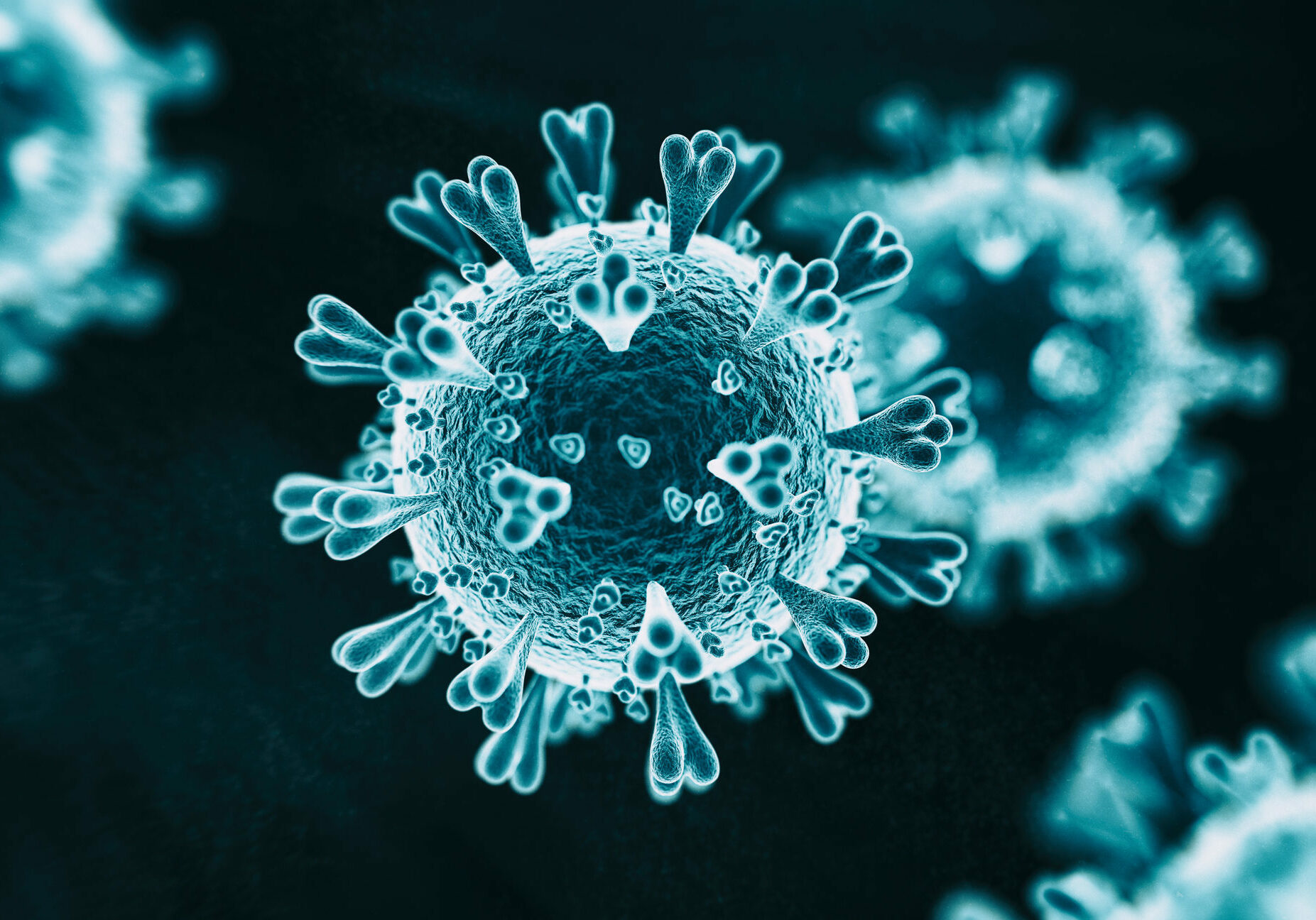 Abs 2019-nCoV RNA virus - 3d rendered image on black background.
Viral Infection concept. MERS-CoV, SARS-CoV, ТОРС, 2019-nCoV, Wuhan Coronavirus.
Hologram SEM view.