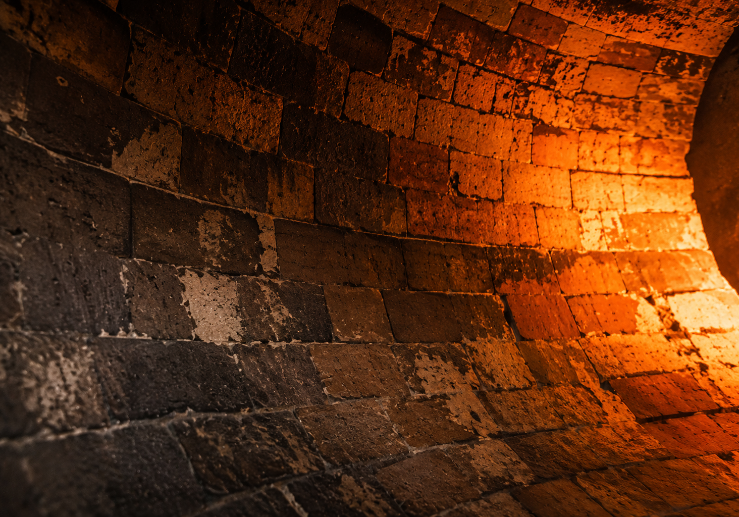 Industrial kiln interior in warm glow